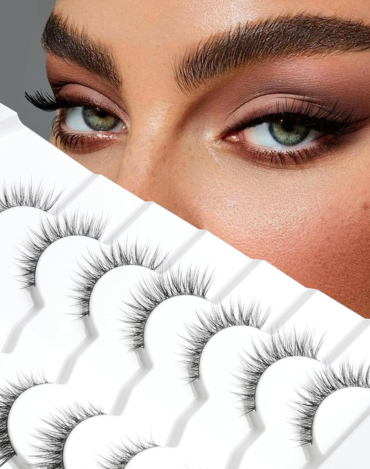Pestañas postizas con aspecto de ojo de gato, pestañas cortas naturales, pestañas postizas 3D, pestañas postizas Foxy Eye de 0.47 pulgadas, pestañas