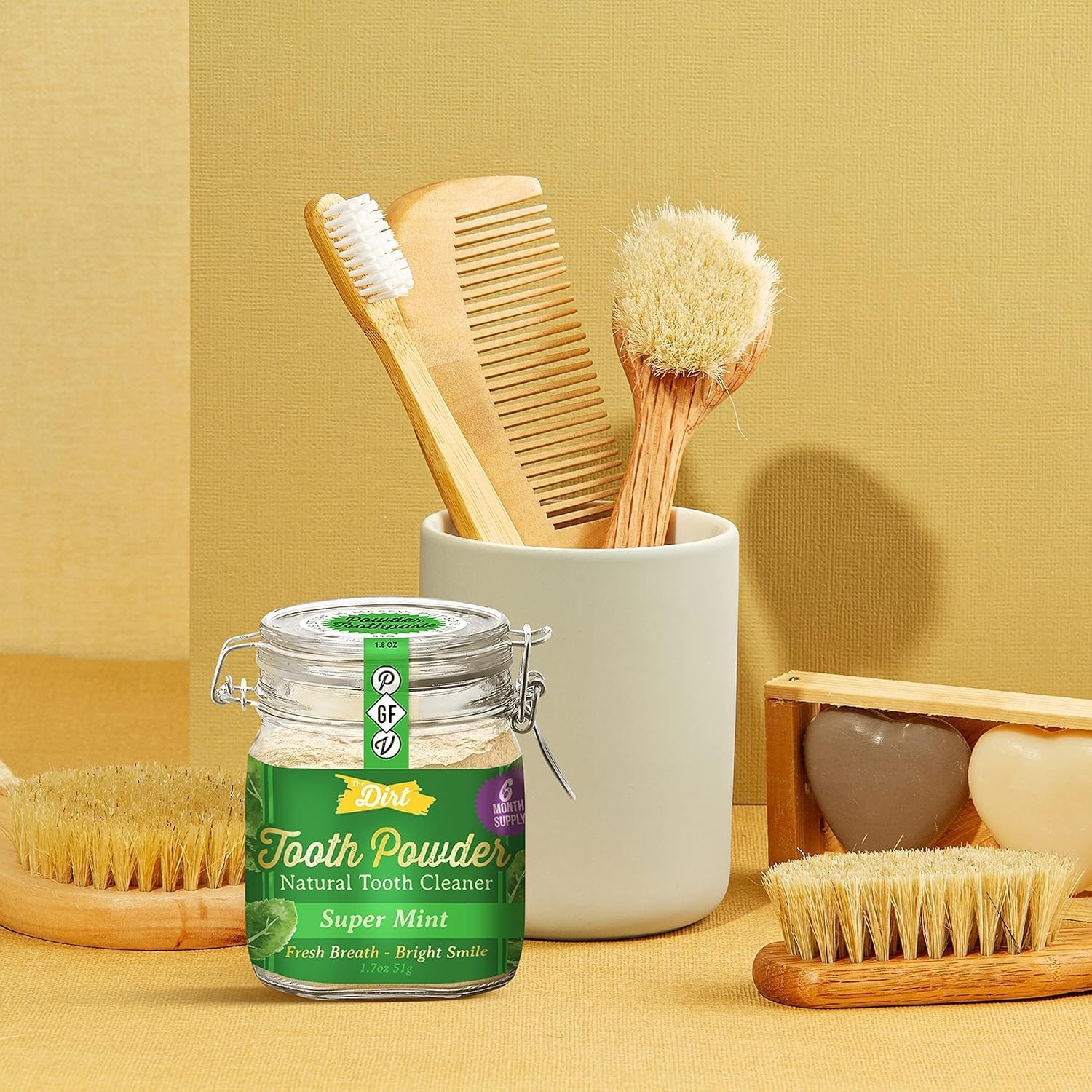 The Dirt – Polvo de dientes, hierbas, aceites esenciales y polvo de dientes de arcilla de bentonita, alternativa a pasta de dientes natural sin