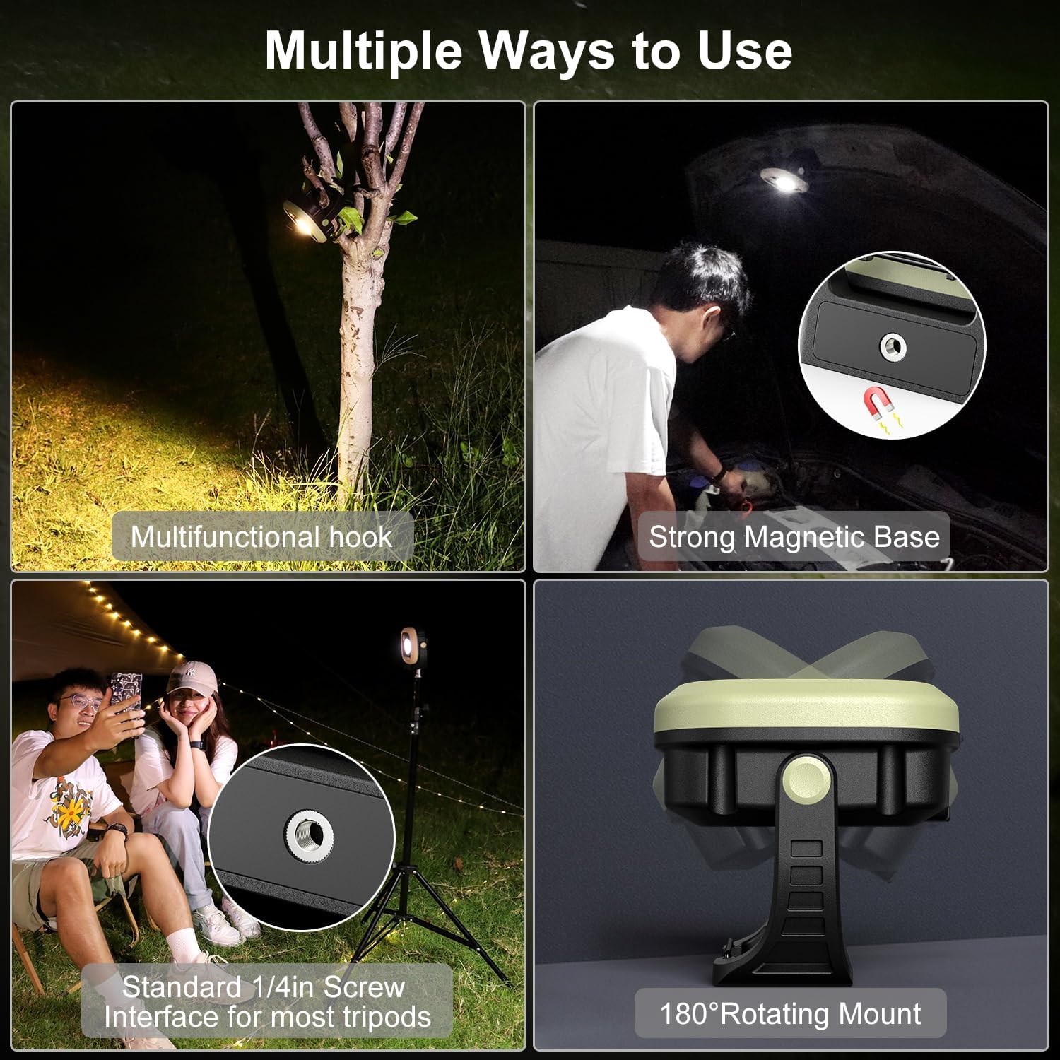 klarus WL3 – Luz de trabajo magnética para campamento, 1500 lúmenes altos, 13500 mAh de alta capacidad, 6 modos de luz, luces LED portátiles