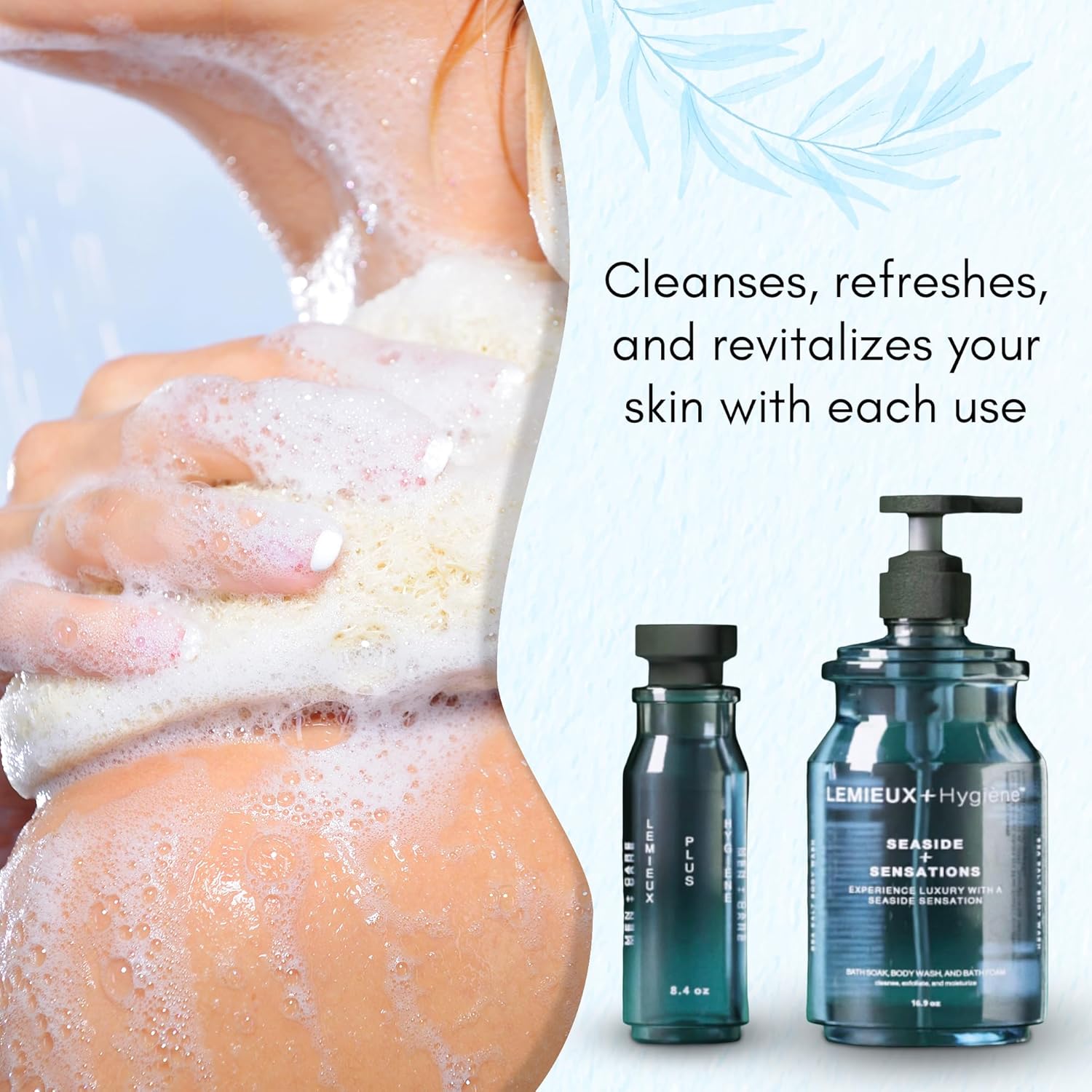 LEMIEUX  Seaside + Sensations, Oceanic Body Wash, Deléitese con la felicidad oceánica elixir de piel de larga duración, casarse con romance francés