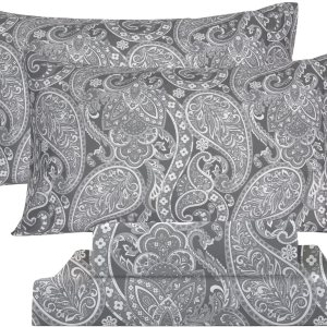 KACEMOO Juego de sábanas de 3 piezas, tamaño individual, estampado de cachemira morado, juego de sábanas con estampado floral, bolsillo profundo, KACEMOO Juego de sábanas de 3 piezas, tamaño individual, estampado de cachemira morado, juego de sábanas con estampado floral, bolsillo profundo,