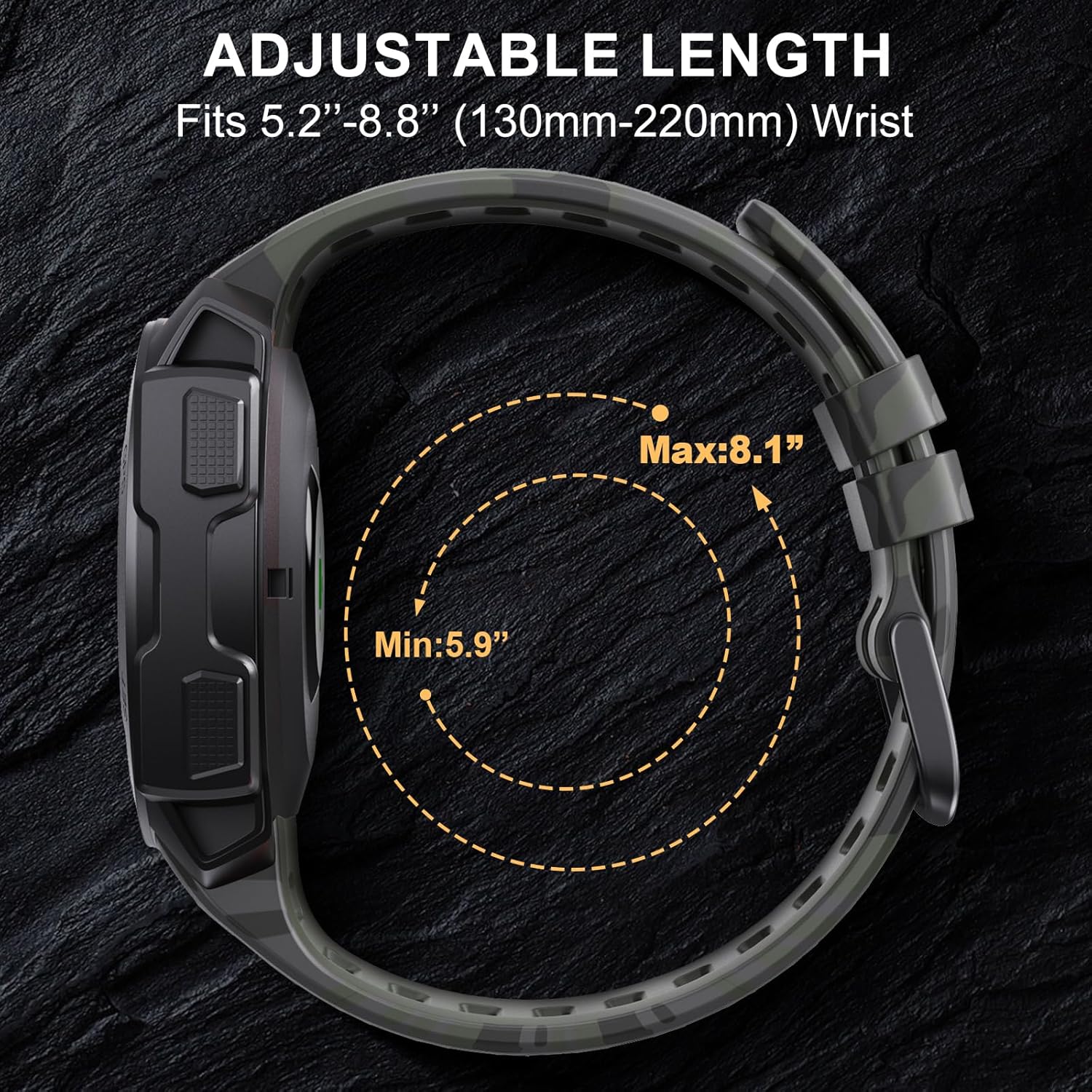 Correa de camuflaje para Garmin Instinct Watch, correa de repuesto de silicona suave e impermeable para Garmin Instinct 2Instinct
