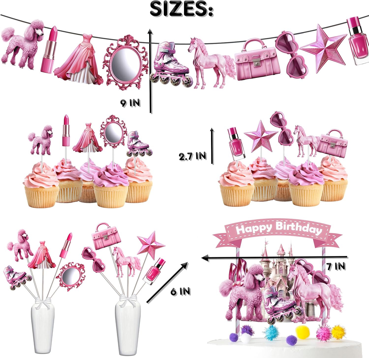 Encantadora muñeca rosa decoración de fiesta de cumpleaños conjunto  Abraza el glamour y celebra con estilo