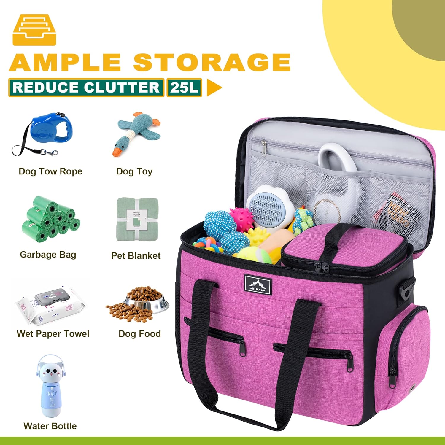 Kit de bolsa de viaje para perros para suministros, bolsa de viaje grande para mascotas para perros, práctica funda de equipaje, viajes nocturnos y