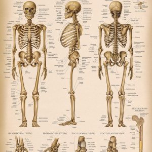 Palace Learning Tabla anatómica del sistema esquelético vintage, póster de anatomía de esqueleto humano (laminado, 18 x 24 pulgadas) Palace Learning Tabla anatómica del sistema esquelético vintage, póster de anatomía de esqueleto humano (laminado, 18 x 24 pulgadas)