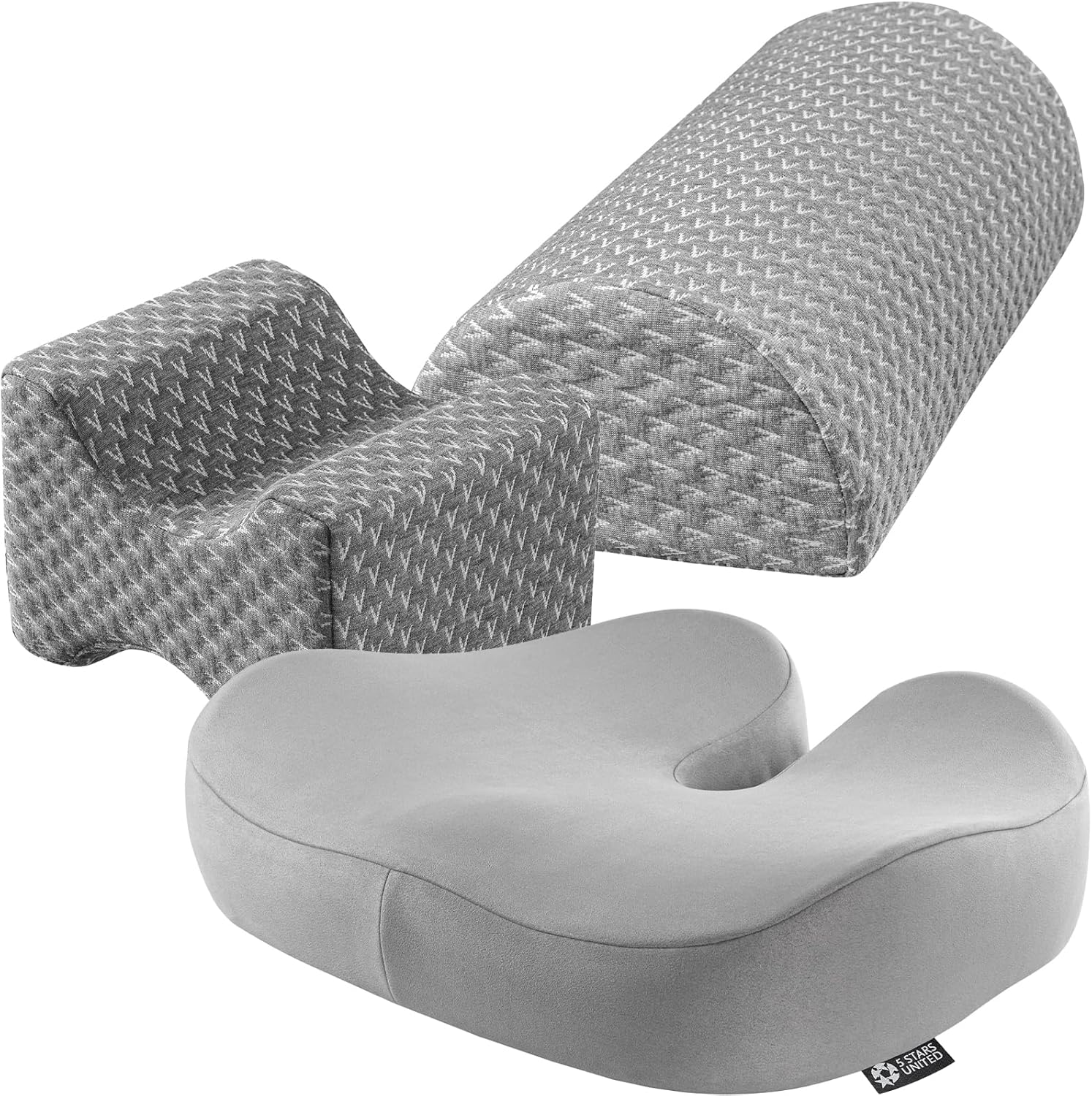 5 STARS UNITED Half Moon Bolster – Almohada semirrollo y almohada de rodilla para personas que duermen de lado y cojín de asiento para silla de
