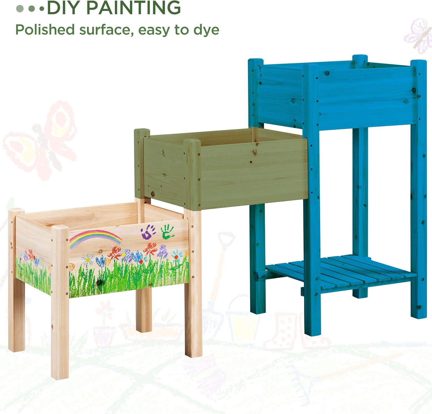 Yaheetech 1 maceta vertical de jardín elevada de madera de abeto de 3 niveles para plantas, verduras, jardinería al aire libre independiente,