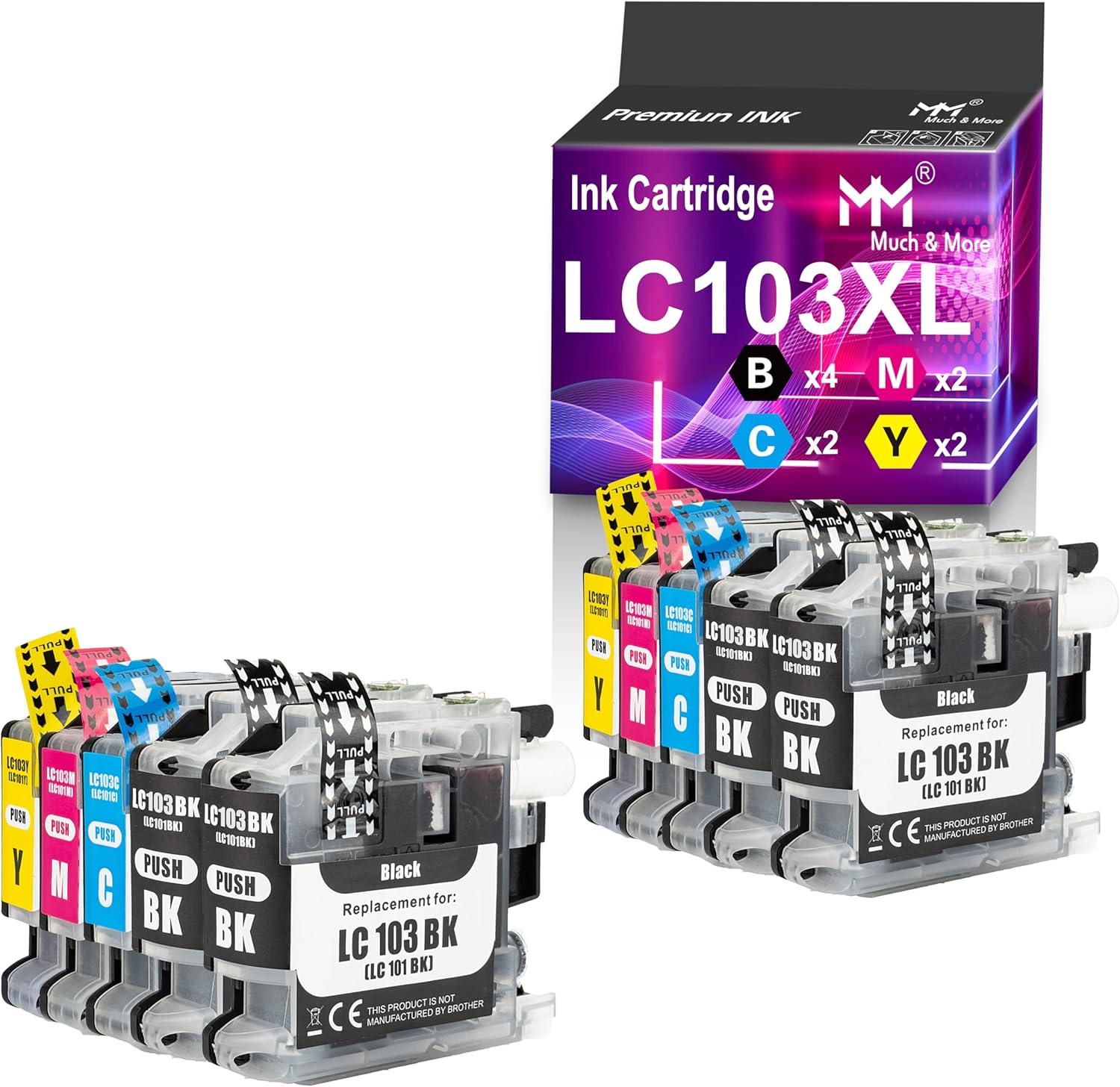 MM MUCH & MORE Cartucho de tinta de repuesto compatible para Brother LC103 LC101 LC103XL LC103CL para usar con impresora MFC-J870DW MFC-J6920DW