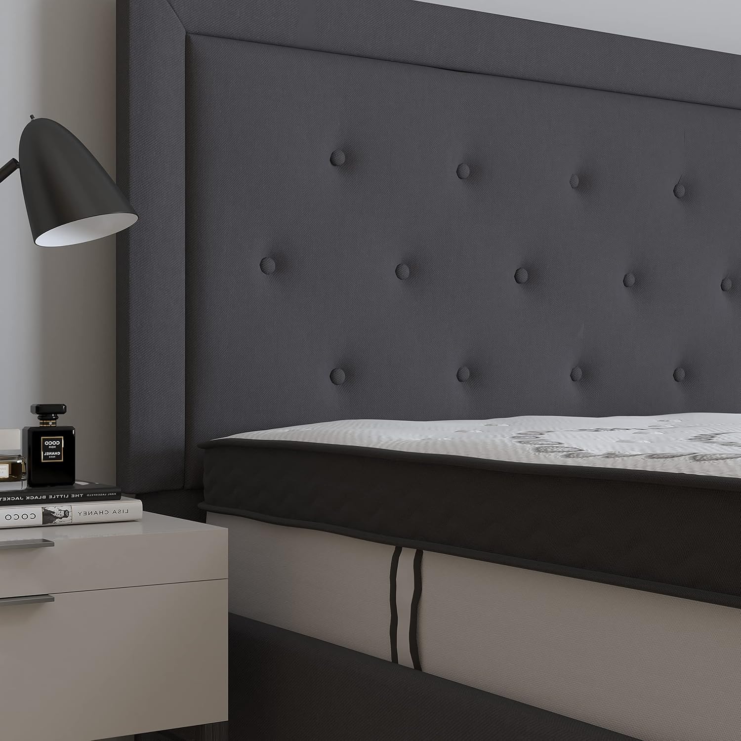 Merrick Lane Luna – Colchón híbrido de tamaño matrimonial de 10 pulgadas con certificación CertiPUR-US de espuma y resortes ensanchados en una caja