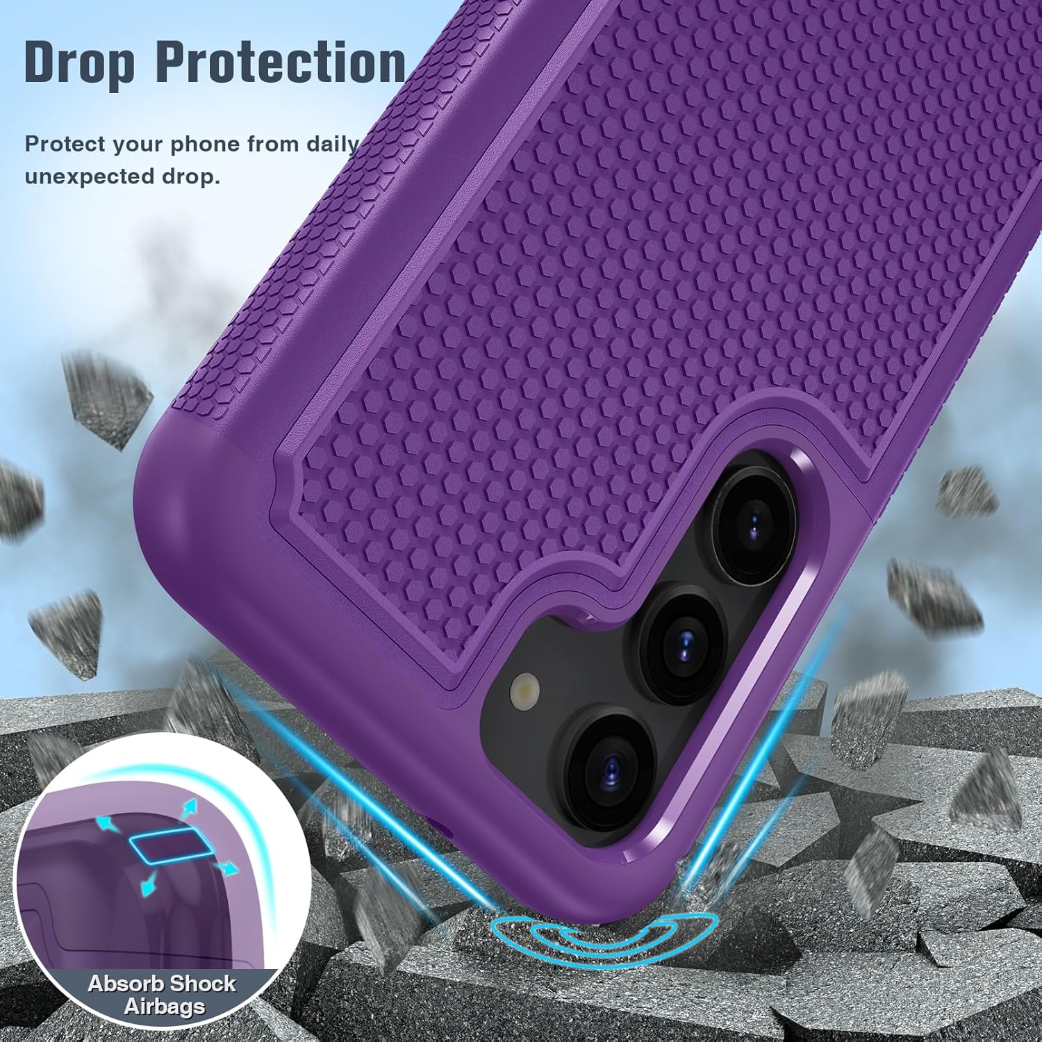 FNTCASE Funda para Samsung Galaxy S23 funda protectora de doble capa resistente para teléfono celular, a prueba de golpes, con textura