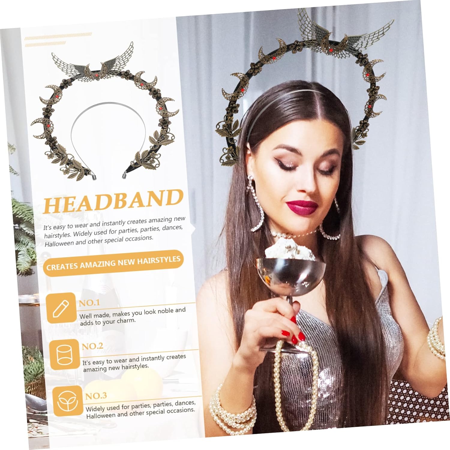 ABOOFAN 3pcs Our Lady’s Headband Wedding Bridal Tiara goddess sun headpiece headpiece elegant headband Moon baroque bridal outfits DIY Party Hair