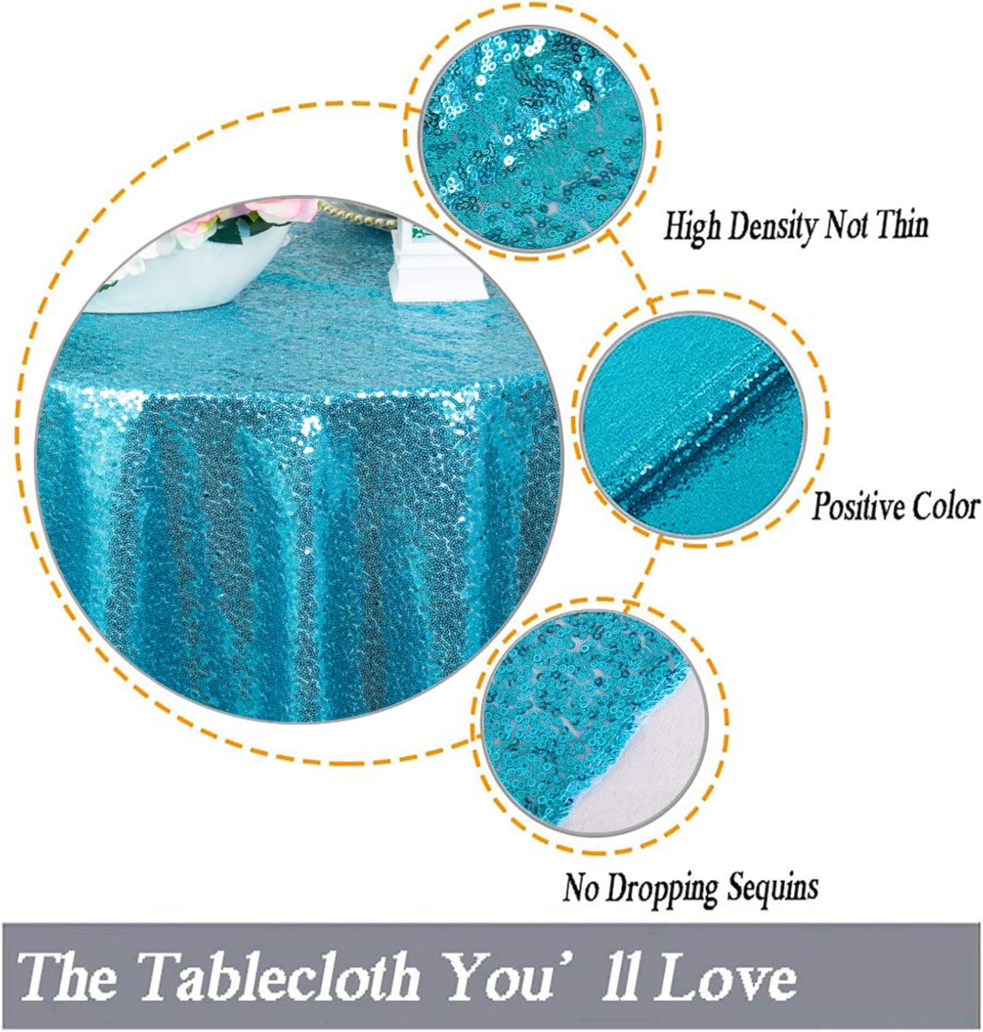 ShinyBeauty Mantel de lentejuelas color azul aguamarina de 36 x 36 pulgadas, mantel de mesa color turquesa para mesa de 36 x 36 pulgadas, para