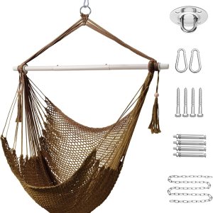 Lazy Daze – Silla tipo hamaca estilo caribeño silla columpio de cuerda colgante caribeña, barra separadora de acero extraíble de 40 pulgadas con Lazy Daze – Silla tipo hamaca estilo caribeño silla columpio de cuerda colgante caribeña, barra separadora de acero extraíble de 40 pulgadas con