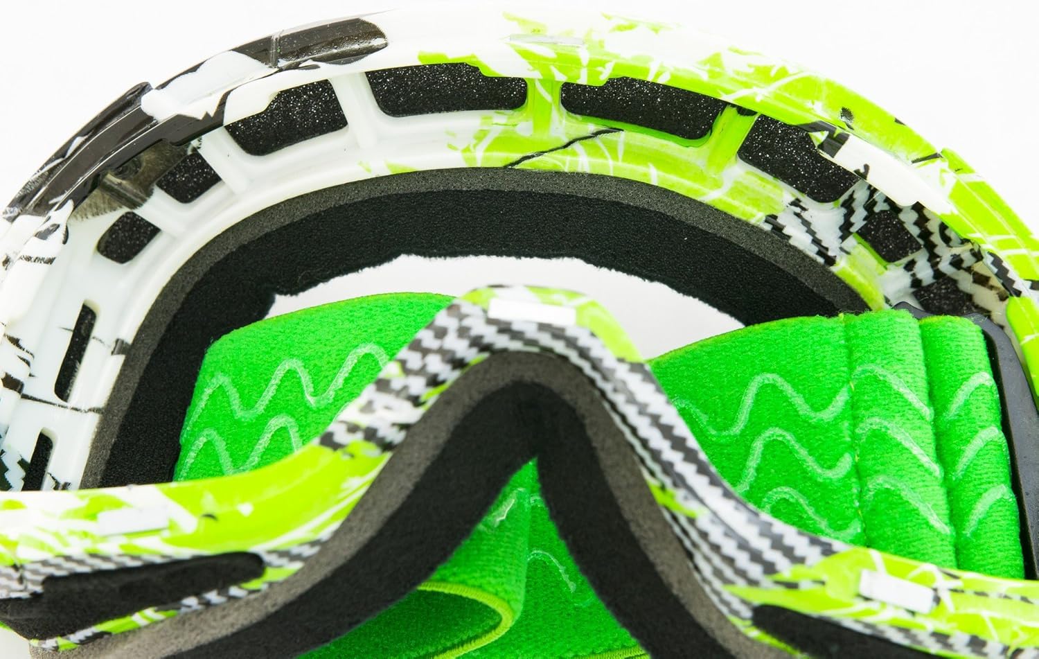 Gafas de esquí y snowboard con lente magnética antiniebla (verde y blanco con rojo y amarillo)