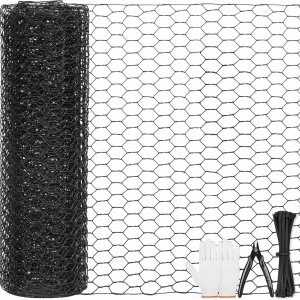 Cerca de alambre de pollo negro para arreglos florales, rollo de malla de alambre galvanizado hexagonal de 15.7 pulgadas x 9.8 pies para Cerca de alambre de pollo negro para arreglos florales, rollo de malla de alambre galvanizado hexagonal de 15.7 pulgadas x 9.8 pies para