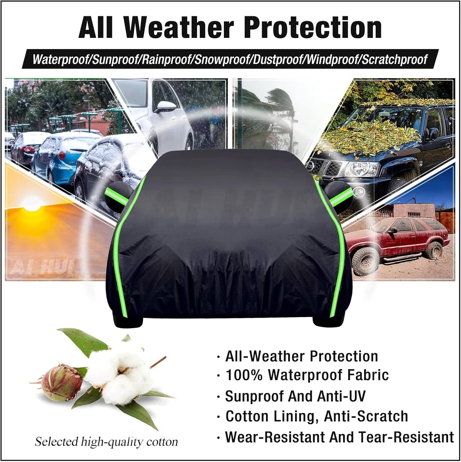 AI HUI – Funda para automóvil compatible con Peugeot 5008 (2016-2022), impermeable, para todo tipo de clima, 6 capas, cubierta completa para