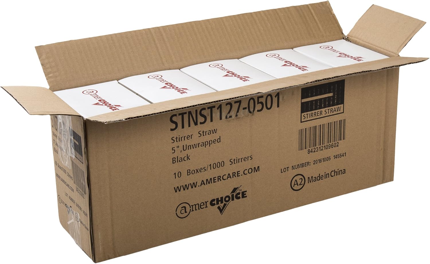 AmerCare Pajaagitador negro de 5 pulgadas, caja de 10,000