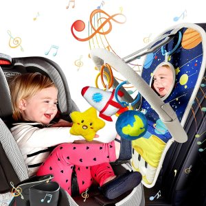 Juguetes de asiento de automóvil para bebés de 6 meses en adelante, juguetes de asiento de automóvil con piano de pedal musical, espejo de bebé y Juguetes de asiento de automóvil para bebés de 6 meses en adelante, juguetes de asiento de automóvil con piano de pedal musical, espejo de bebé y
