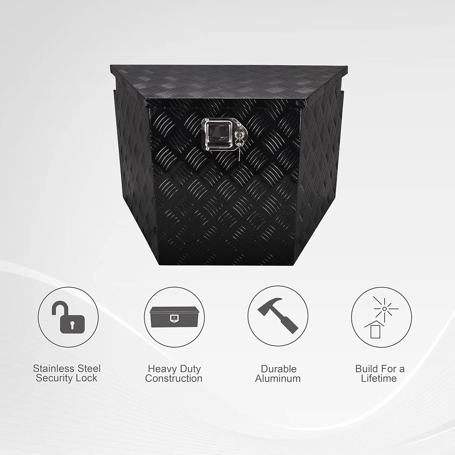 Caja de herramientas de lengüeta de aluminio de 29 pulgadas, caja de herramientas de lengua para remolque, organizador de almacenamiento para