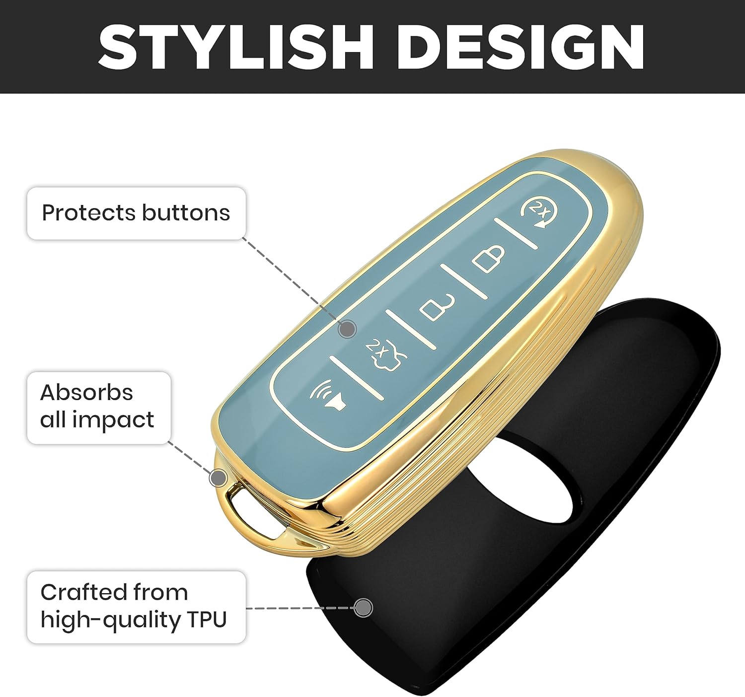 Funda para llavero y llavero de cuero – Funda completa para llave – Funda de TPU para llavero, Azul