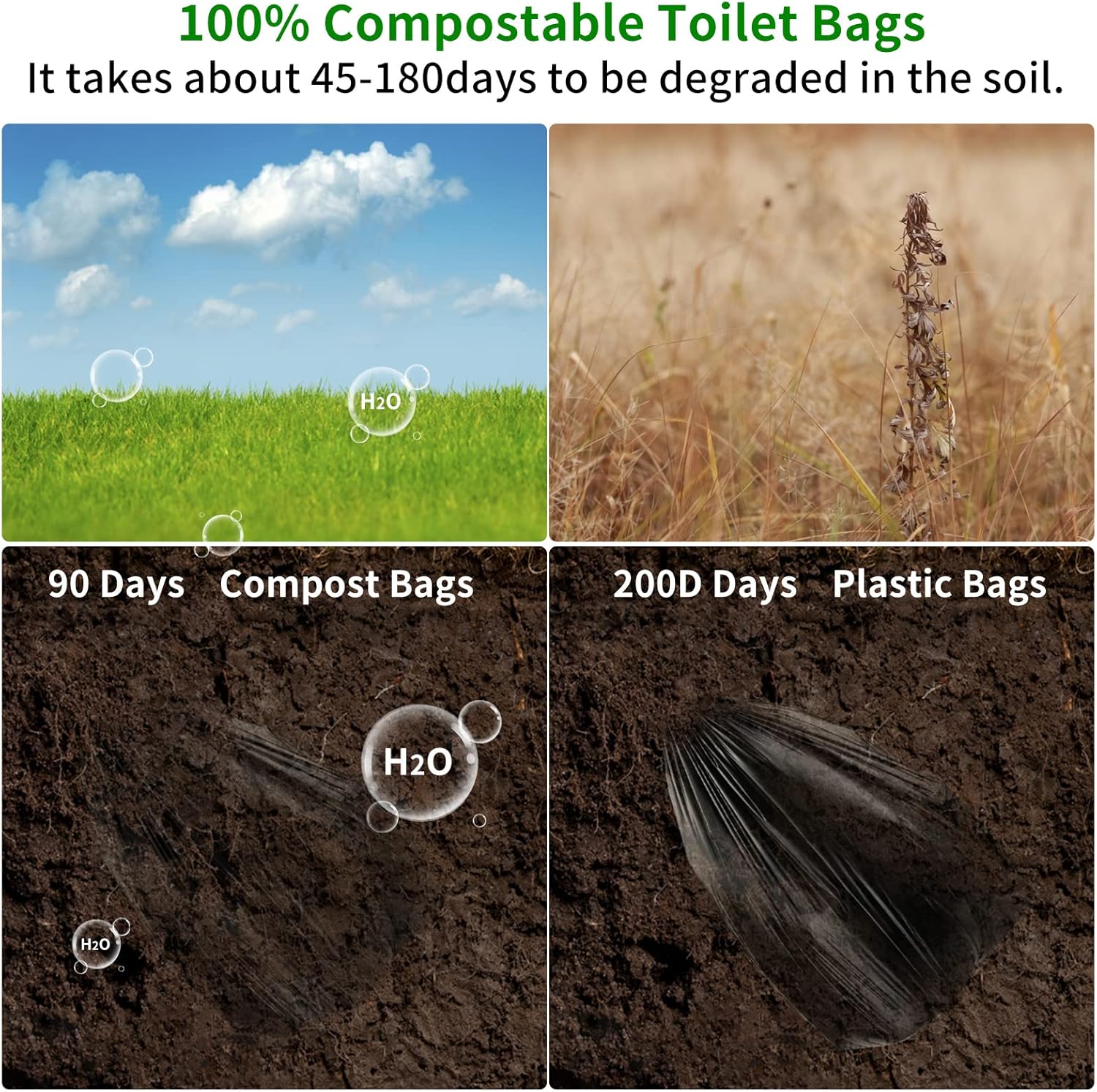CAMRILEND Portable Toilet Bags for Camping, Biodegradable Porta Potty Bags 8 Gallon Thickened Toilet Waste Bags for 5 Gallon Bucket Toilet