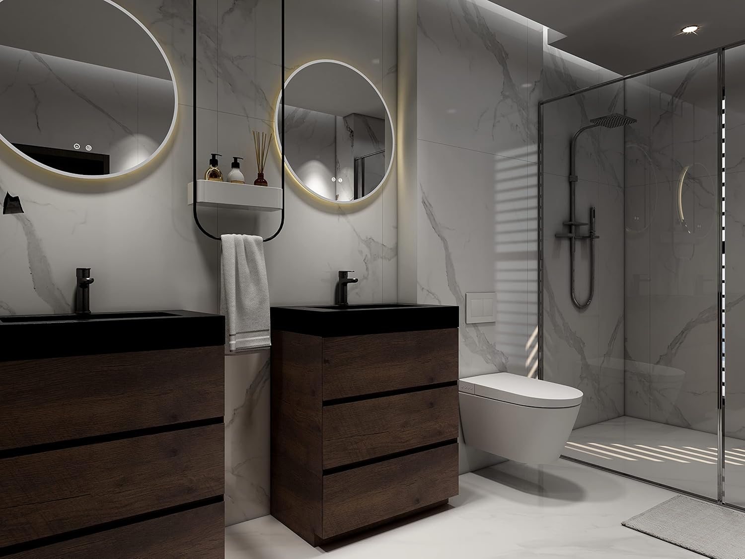 Alice – Tocador de baño de 24 pulgadas con desbordamiento, gran almacenamiento, pequeño tocador de baño para baño moderno, lavabo de una sola pieza,
