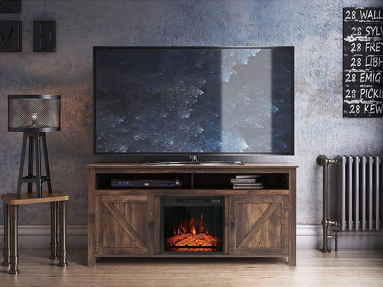 Inserto de chimenea eléctrica de 18 pulgadas, calentador de chimenea empotrado con bajo ruido, control remoto con temporizador, pantalla táctil,