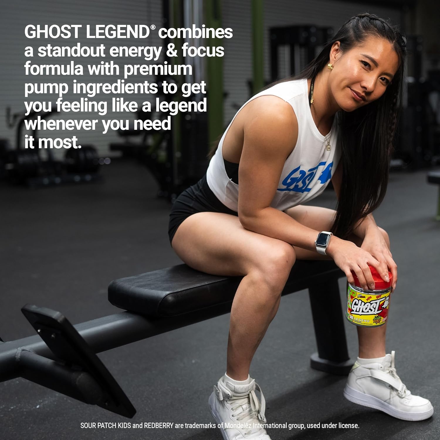 GHOST Legend V3 – Polvo de preentrenamiento, Sour Patch Kids Redberry – 30 porciones – Pre-entrenamiento para hombres y mujeres con cafeína,