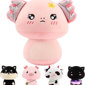 Cuteoy Almohada de ajolote de peluche de hongo, diseño de flor y ajolote, juguetes de peluche, muñecas suaves y lindas, regalos para niños pequeños, Cuteoy Almohada de ajolote de peluche de hongo, diseño de flor y ajolote, juguetes de peluche, muñecas suaves y lindas, regalos para niños pequeños,
