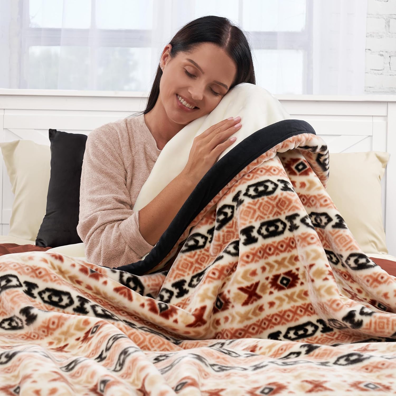 Northwest Ashford Home Essentials – Manta de felpa definitiva, 108 x 90 pulgadas, rayas Chimayo