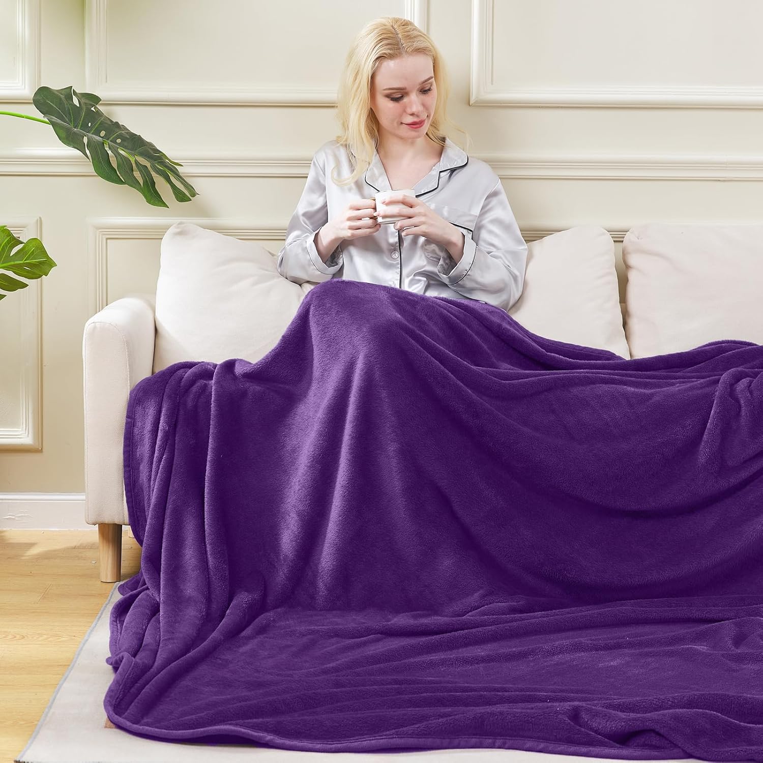 Hozy – Cobija de forro polar para cama de 330GSM, suave, tela cepillada, muy cálida, para el sofá