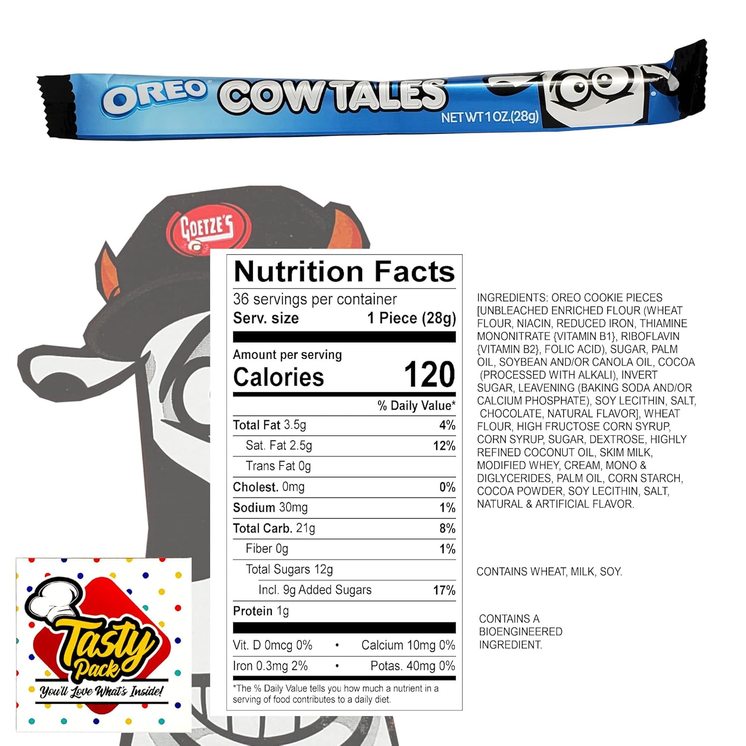 Goetze Cow Tales – Paquete de 8 caramelos sabrosos con imán de TastyPack (Oreo Cow Tales, 8 unidades)