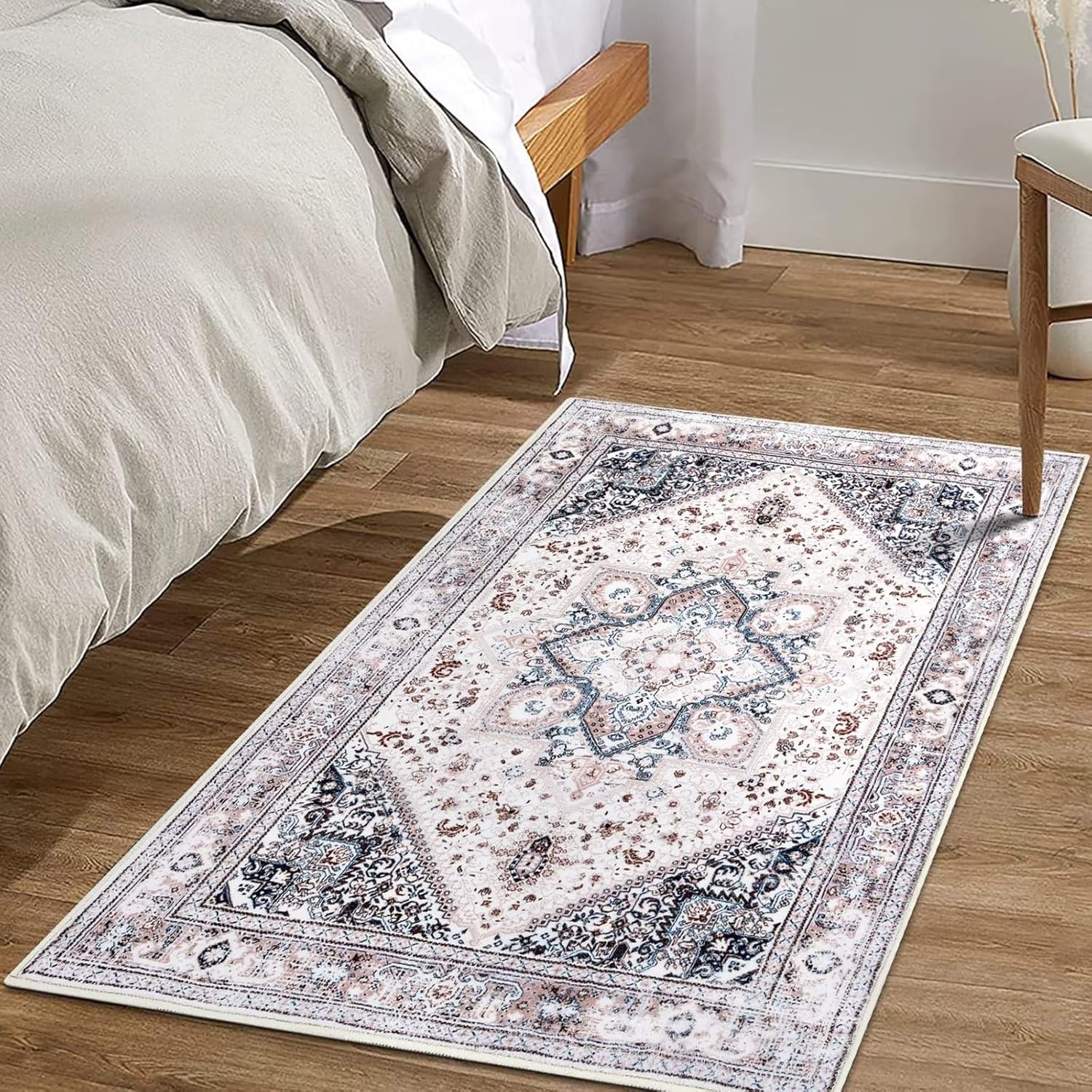 COZYLOOM Tapete vintage de 2 x 3 pulgadas, tapete para puerta delantera, entrada, tapete pequeño con diseño floral oriental, lavable,