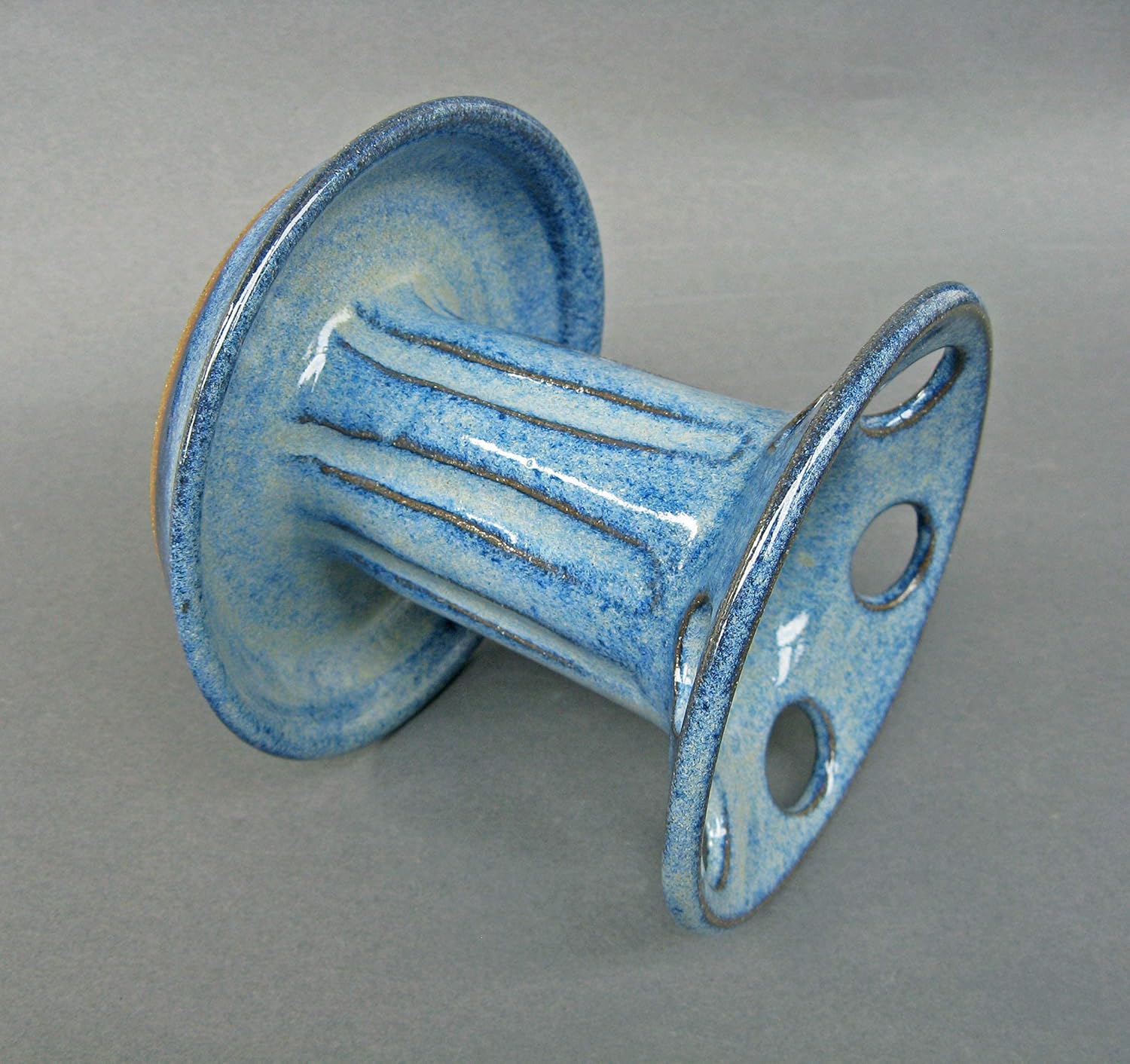 Toothbrush and Toothpaste Holder for Bathroom Sink Large Capacity 6 Wide Holes Slots in Denim Blue
