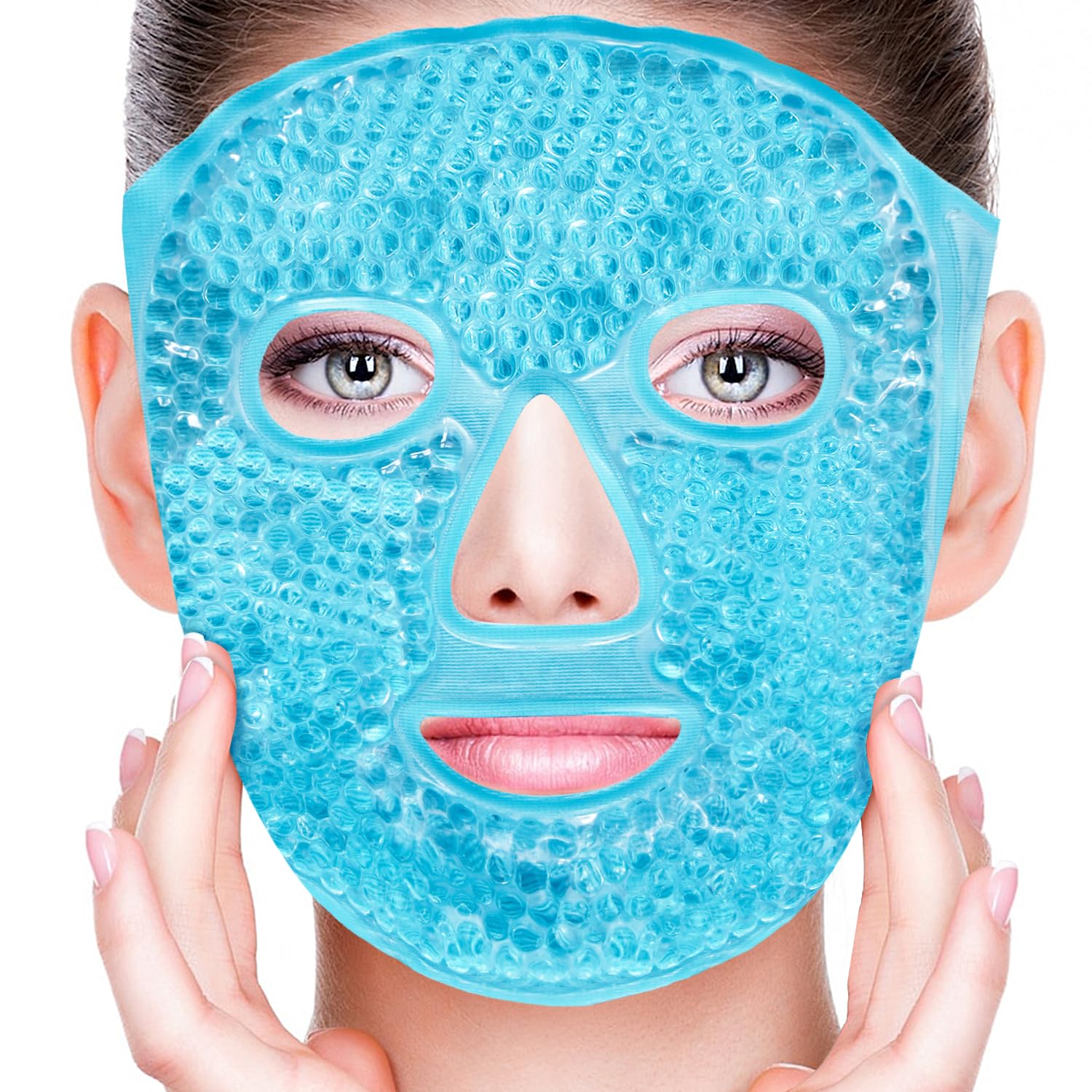 Máscaras faciales frías para ojos, máscara facial de hielo, compresa fría y caliente para ojeras, hinchazón, migrañas, dolor de cabeza, estrés,