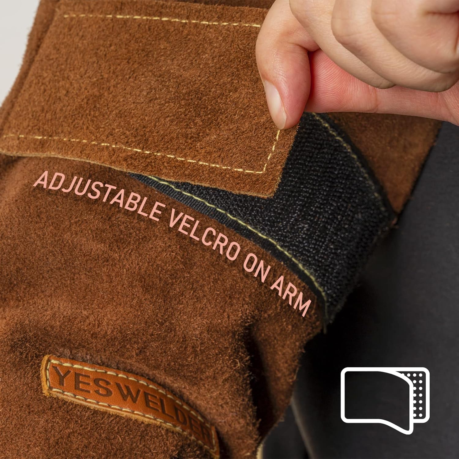 YESWELDER Mangas de soldadura de cuero resistentes al calor y a las llamas, mangas de trabajo para hombres y mujeres, Marrón