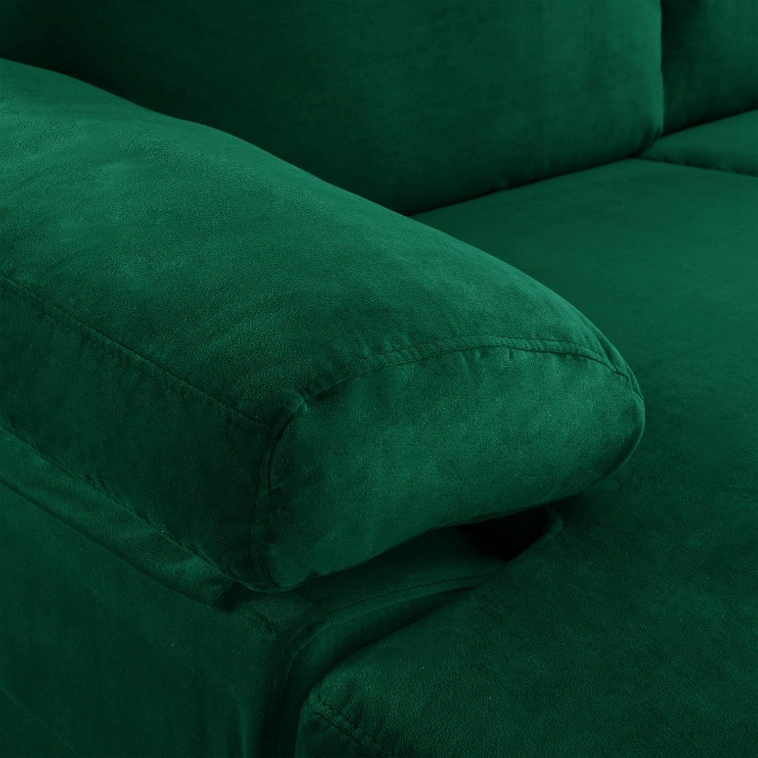Sofá modular moderno en forma de L, con diván extra ancho y patas doradas