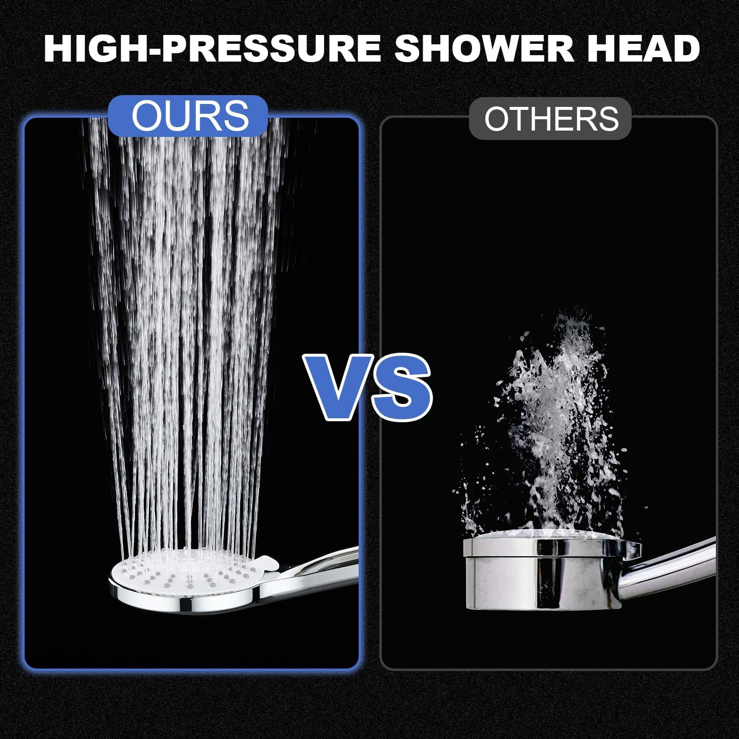 Ducha de mano de alta presión potente 5 modos de pulverización ahorro de agua ángulos ajustables 6.6 pies manguera de acero inoxidable cabezal de