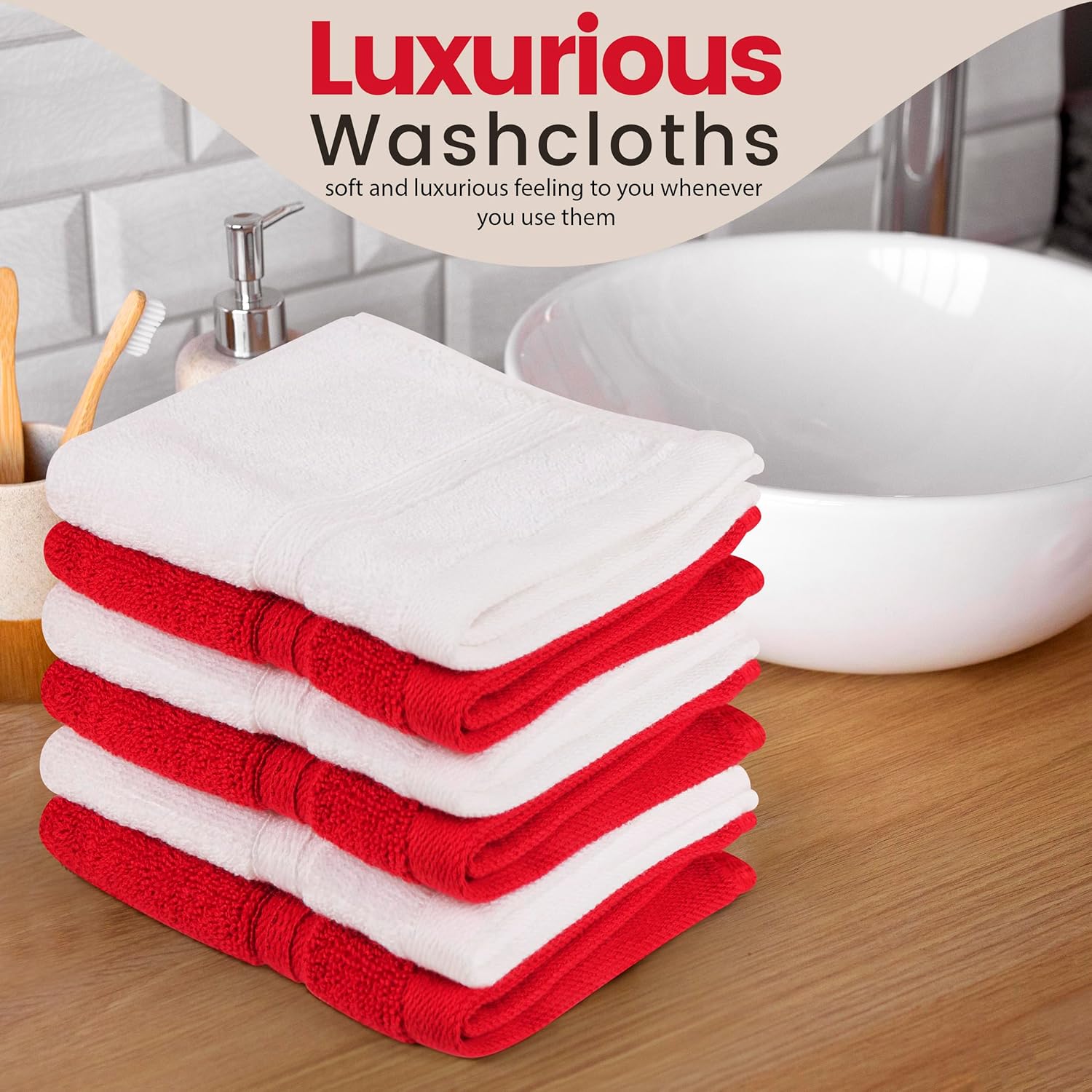 Towel and Linen Mart – Juego de 4 paños de lavado, 100% algodón, lujosas, altamente absorbentes y suaves al tacto, perfectas para el uso diario (12