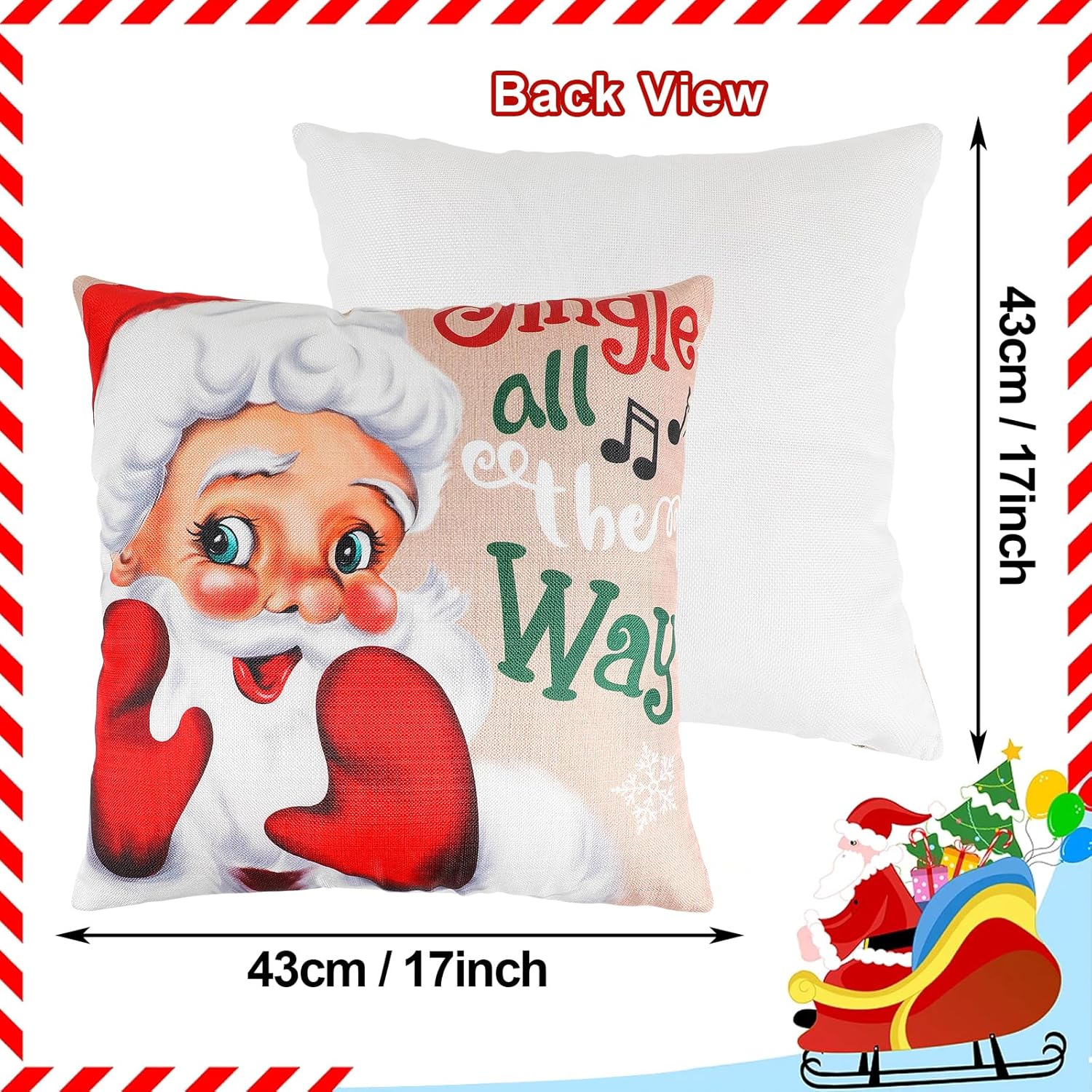 LOMIMOS 4 fundas de almohada de Navidad, 17 x 17 pulgadas, muñeco de nieve, Papá Noel, Else, decoración para el hogar, sofá, dormitorio, balcón