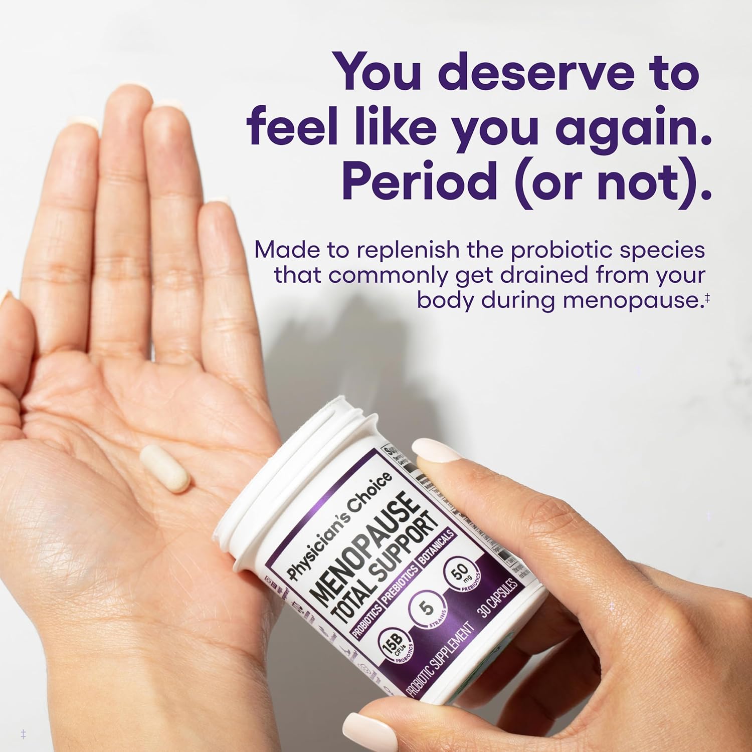 Physician’s Choice Suplemento probiótico para la menopausia para mujeres, apoya el equilibrio hormonal, sofocos, sudores nocturnos, control de peso,