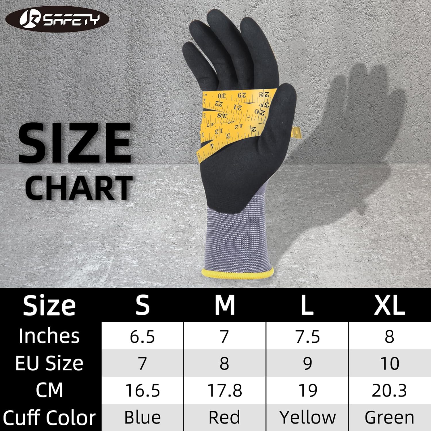 JKSafety Sandy MicroFoam – Guantes de trabajo de seguridad de nitrilo con capacidad para pantalla táctil, 6 pares de guantes de trabajo ligeros,
