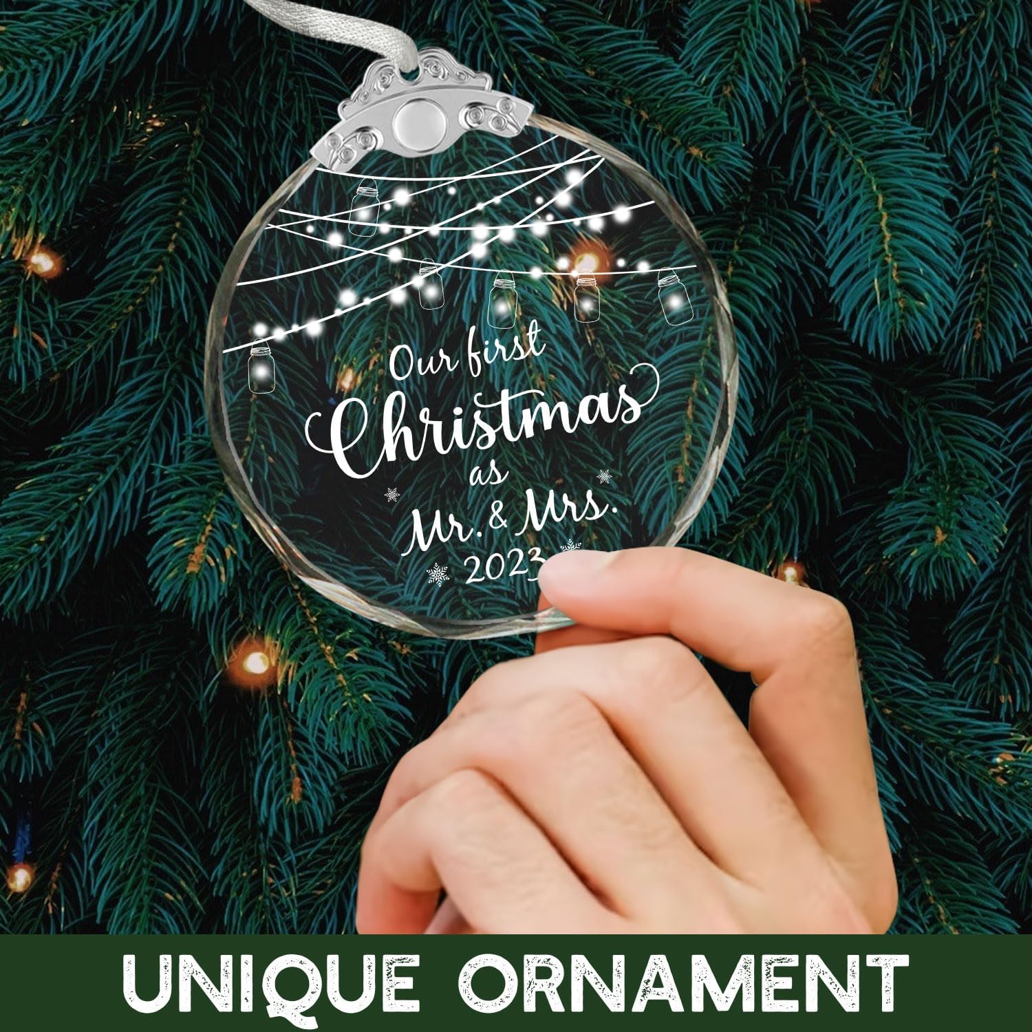 Adorno de matrimonio de nuestra primera Navidad 2023, regalos de boda para parejas, regalos de despedida de soltera, regalos de recién casados,