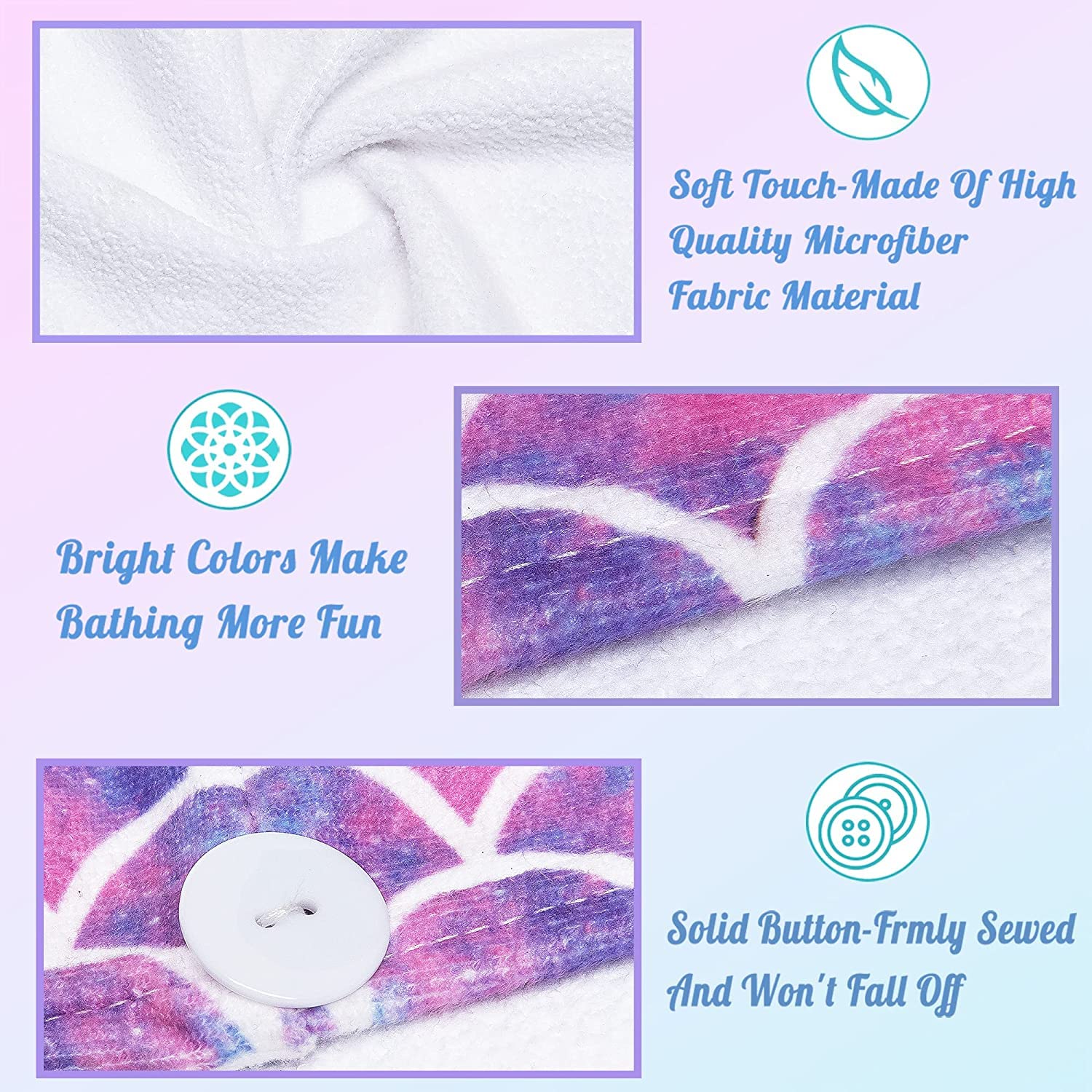 ELLEWIN Toalla de microfibra para el cabello para niños y niñas, paquete de 2 unidades de secado de turbante para mujeres, juego de toalla