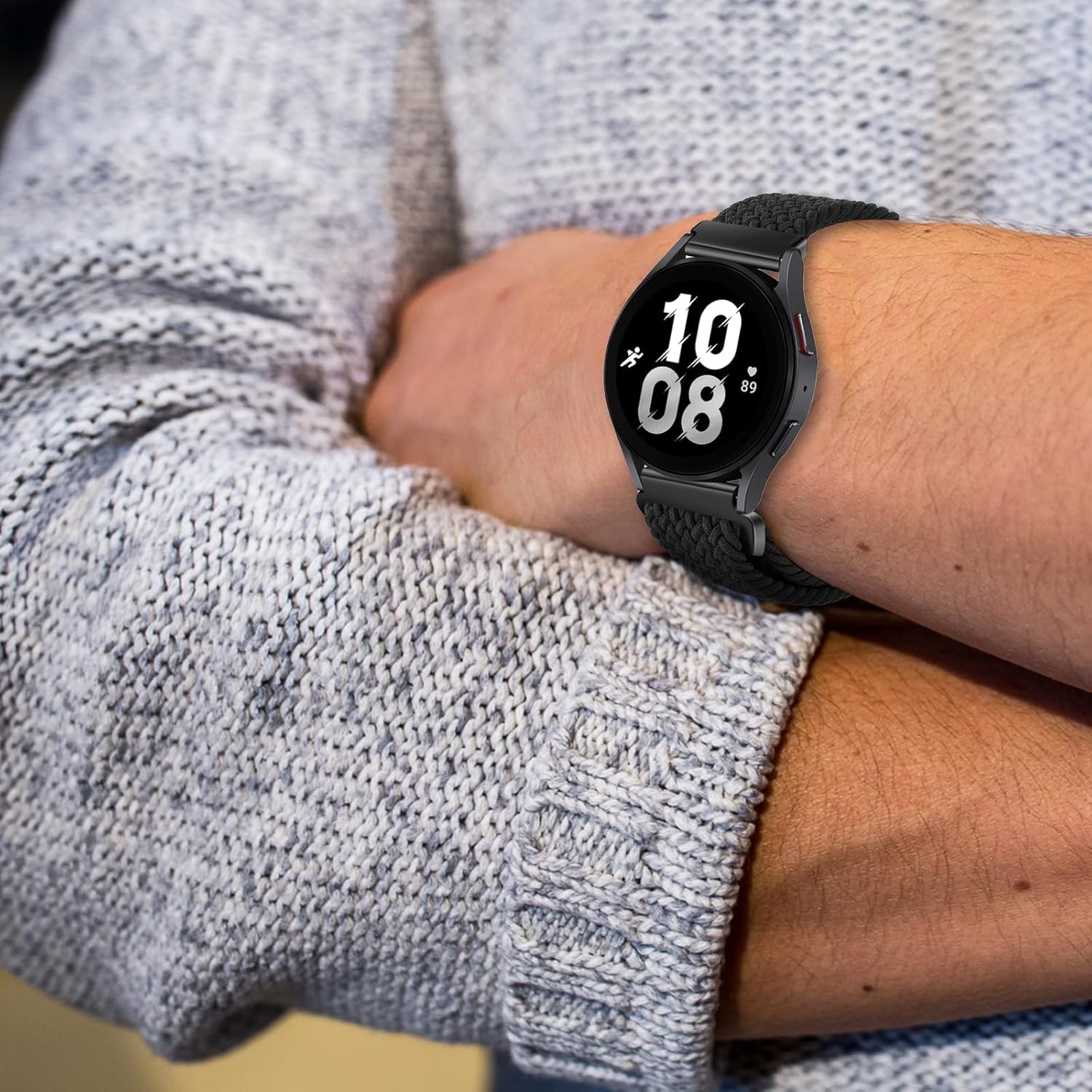 BlackPro Correa deportiva compatible con Samsung Galaxy Watch 6 5 4, correa ajustable de nailon trenzado elástica para Galaxy de 1.772 in, 1.732 in,