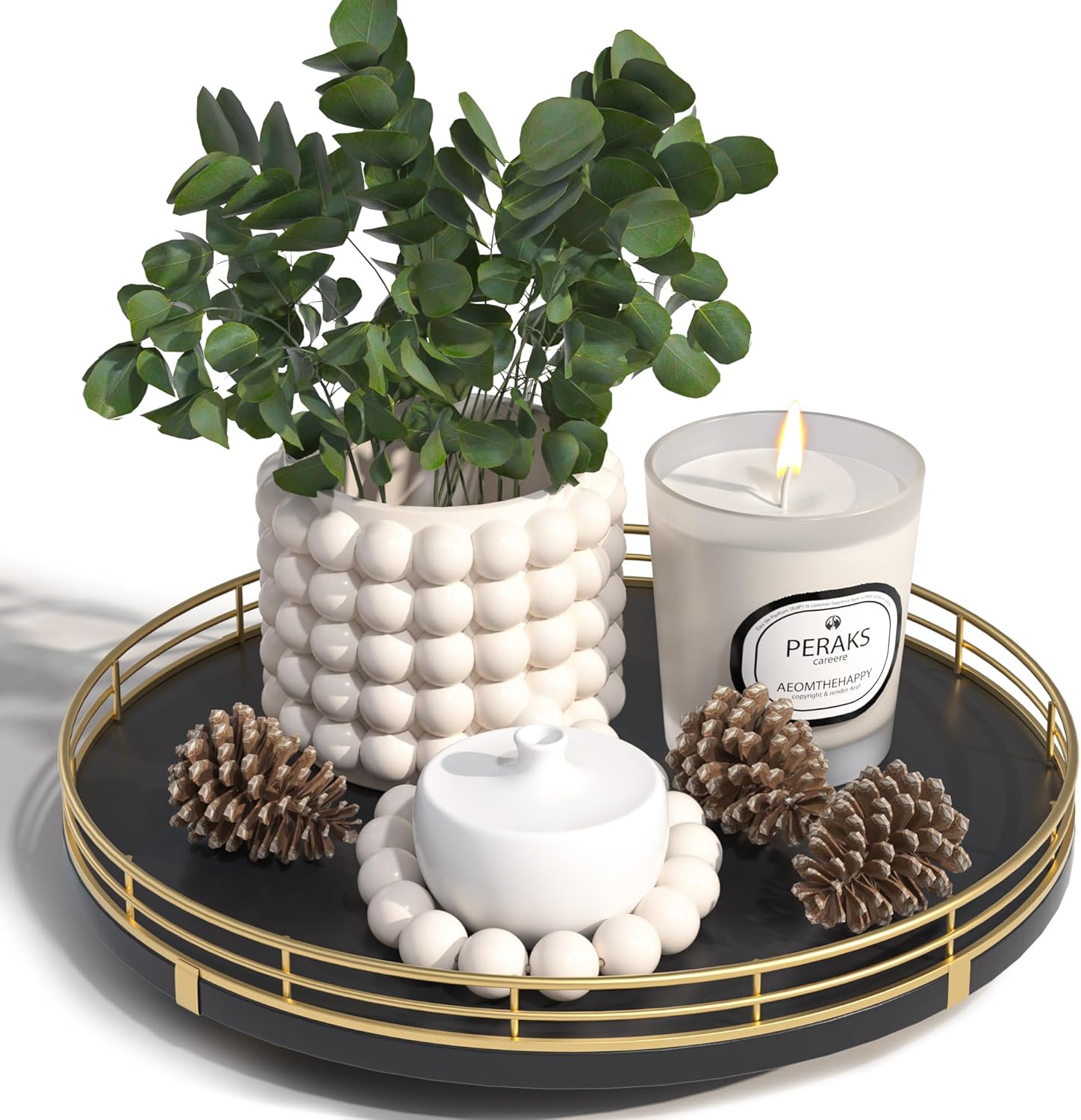 Bandeja decorativa de madera de roble de 10 pulgadas para decoración del hogar, bandeja para decoración de mesa auxiliar, mesita de noche, tocador,