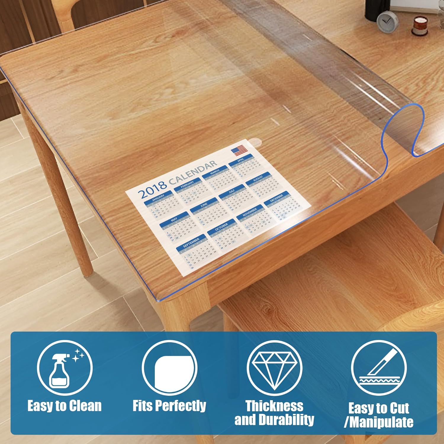 Protector transparente para mesa, 36 x 60 pulgadas, 0.059 in de grosor, protector de mesa rectangular para mesa de comedor, mesita de noche,