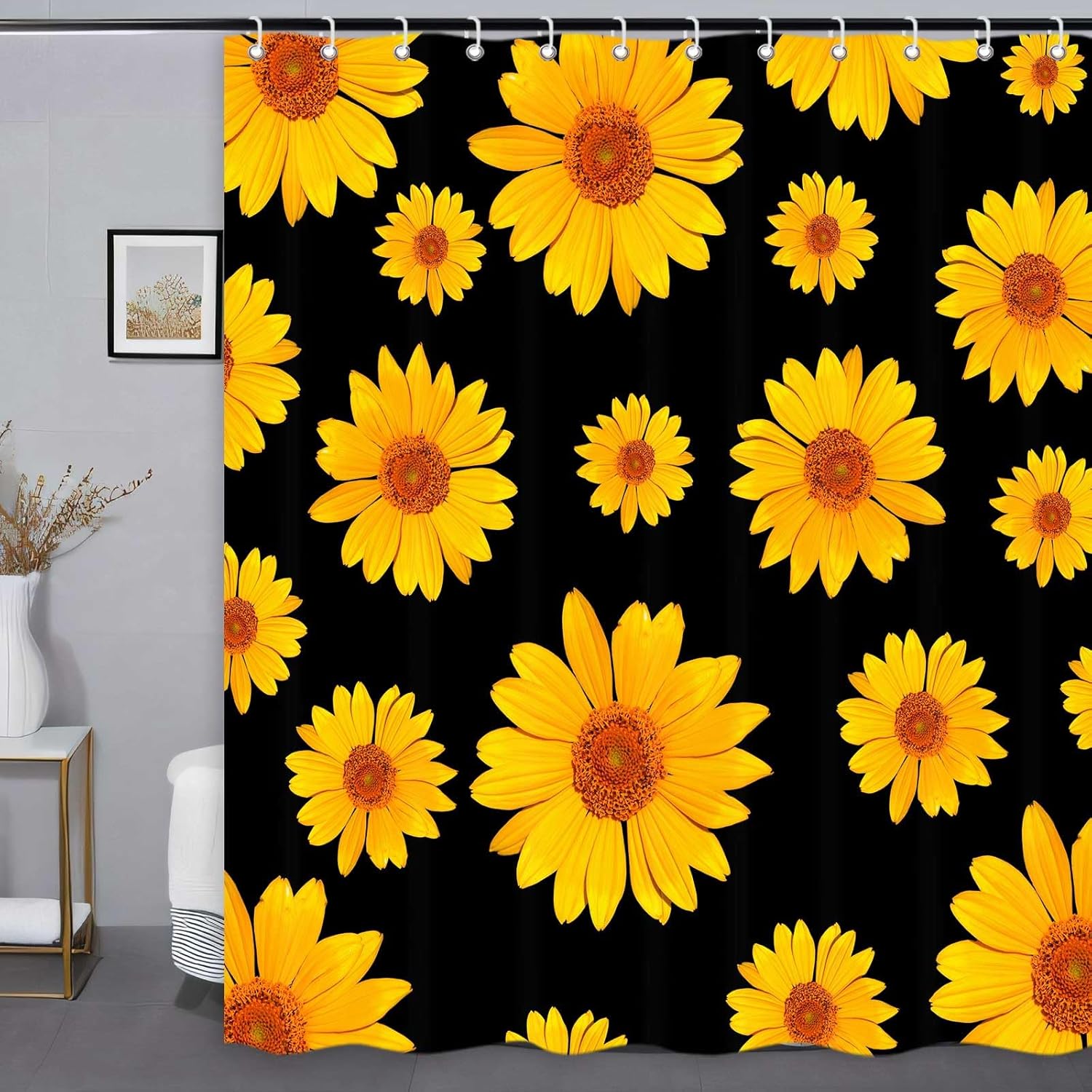 Cortina de ducha de tela impermeable con ganchos, 72 x 72 pulgadas