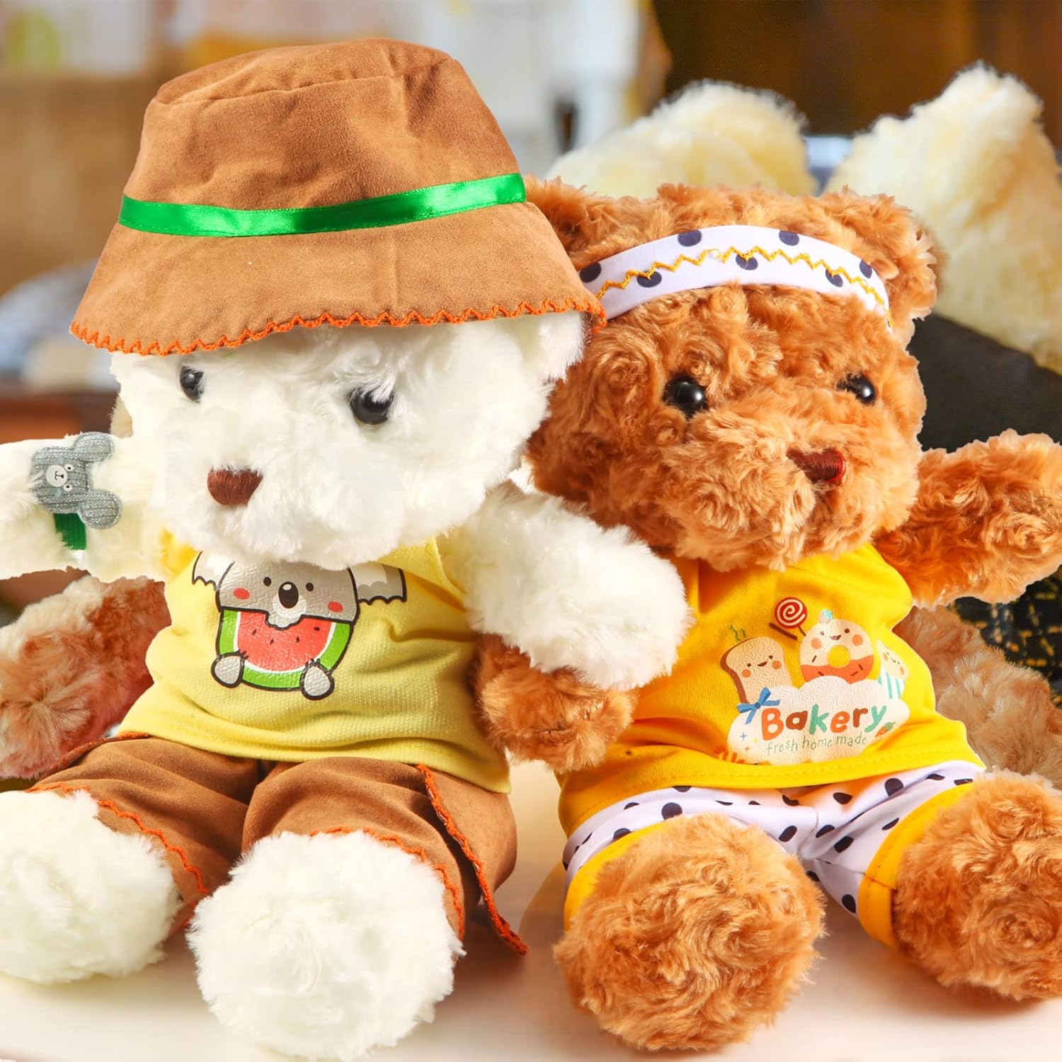 Juego de 2 lindas camisa o falda de oso de peluche que se adapta a la mayoría de los animales de peluche de 14 a 18 pulgadas, construye una ropa de