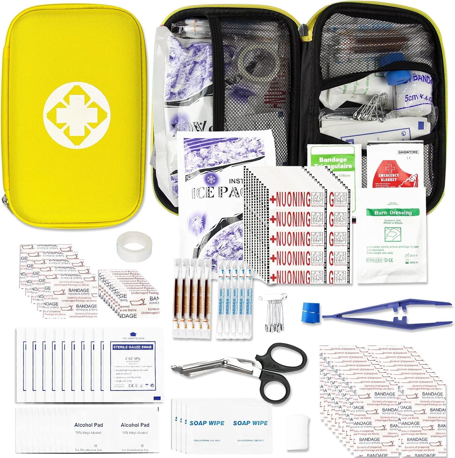 275 kits de primeros auxilios de viaje para artículos de preparación para emergencias de automóvil, kit esencial para accidentes urgentes, equipo de